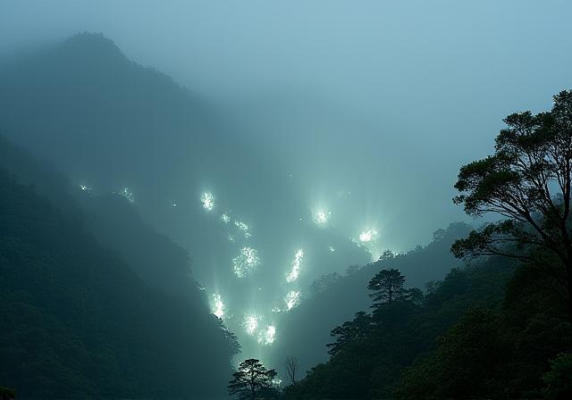 霧をテーマにしたプロジェクションマッピング